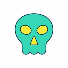 Filled outline Skull icon isolated on white background. Happy Halloween party. Vector