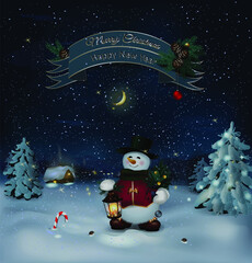 christmas card with snowman