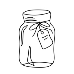 Vector illustration of a glass jar in doodle style.