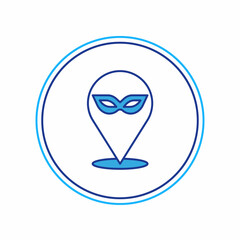 Filled outline Carnival mask icon isolated on white background. Masquerade party mask. Vector