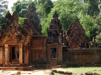 Banteay Srey is a 10th-century Cambodian temple dedicated to the Hindu god Shiva. Located in the...