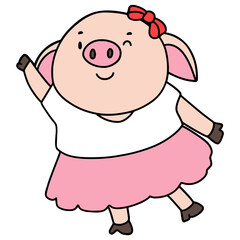 Valentine Pig flat color design illustration for web, wedsite, application, presentation, Graphics design, branding, etc.