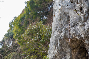 北九州平尾台千仏ロックでのリードクライミング