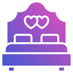 Wedding double bed flat gradient icon
