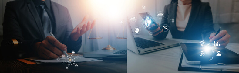Fingerprint Biometric Digital Scan Technology. Graphic interface showing man finger with print...