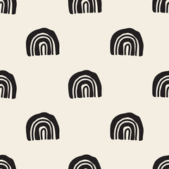 seamless monochrome simple pattern background with hand draw rainbow , kids pattern