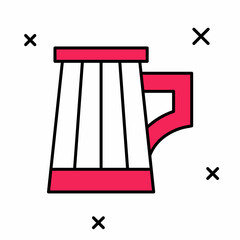 Filled outline Wooden beer mug icon isolated on white background. Vector