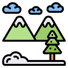 Winter Mountain filled line color icon