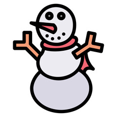 Snowman filled line color icon