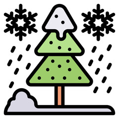 Pine Winter filled line color icon