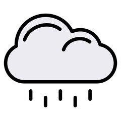 Cloud Rain filled line color icon