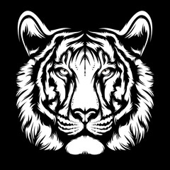 Tiger angry face tattoo. Vector illustration of big cat head. Tiger print.