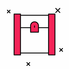 Filled outline Paper shopping bag icon isolated on white background. Package sign. Vector