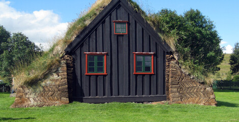 cabane au toit moussu