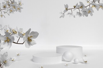 Abstract minimal scene, white color design for cosmetic or product display podium 3d render.	