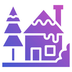 Winter House flat gradient icon