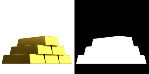 3D rendering illustration of some gold bars