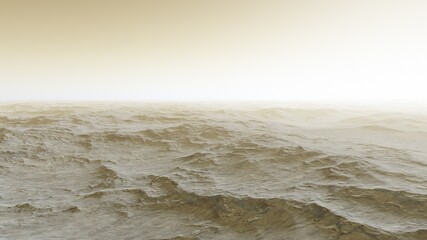 Exoplanet fantastic landscape. Beautiful views of the mountains and sky with unexplored planets. 3D illustration