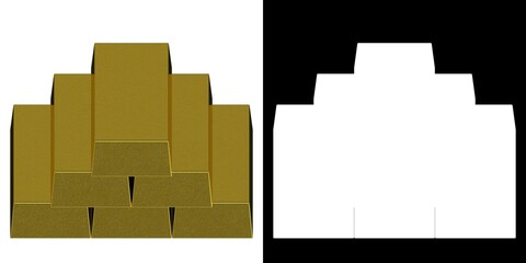3D rendering illustration of some gold bars