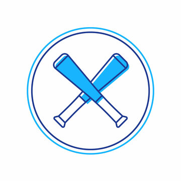 Filled outline Crossed baseball bat icon isolated on white background. Vector