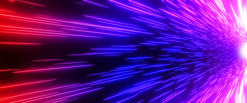 Abstract background neon glow purple blue colors, cosmic speed concept, dynamic tail of the comet science fiction illustration render.
