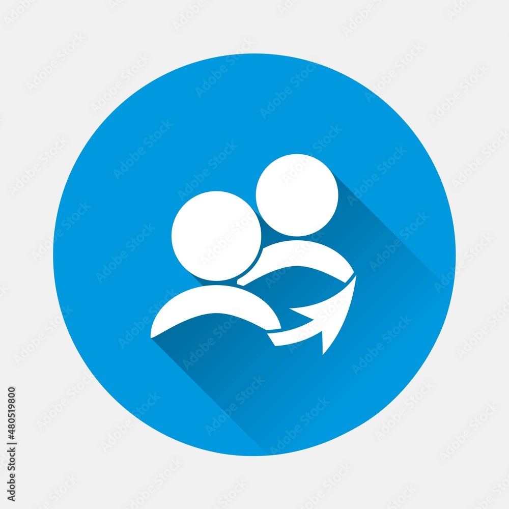 Poster referral link vector icon on blue background. flat image with long shadow.layers grouped for easy ed