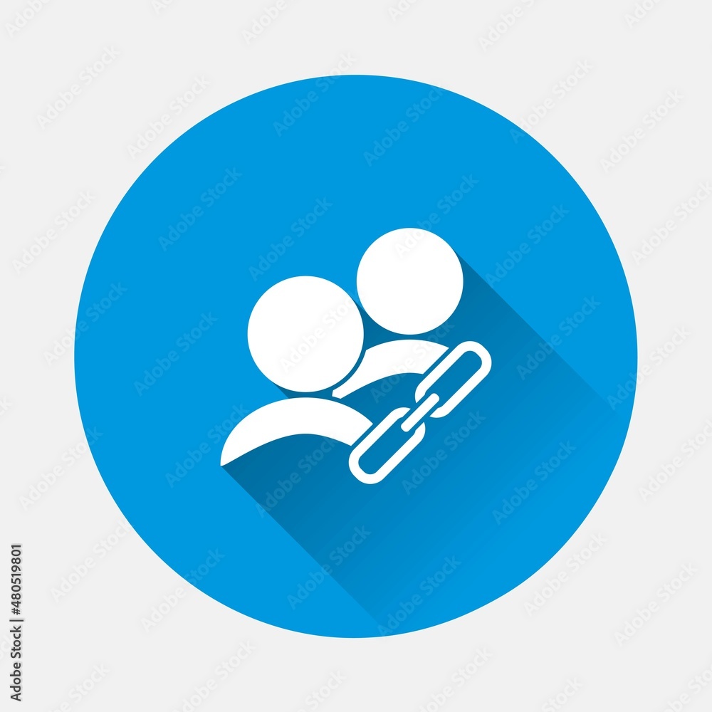Poster referral link vector icon on blue background. flat image with long shadow.layers grouped for easy ed