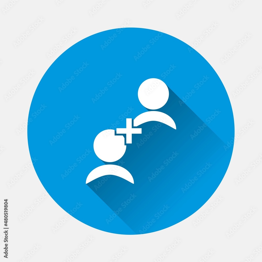 Poster referral link vector icon on blue background. flat image with long shadow.layers grouped for easy ed