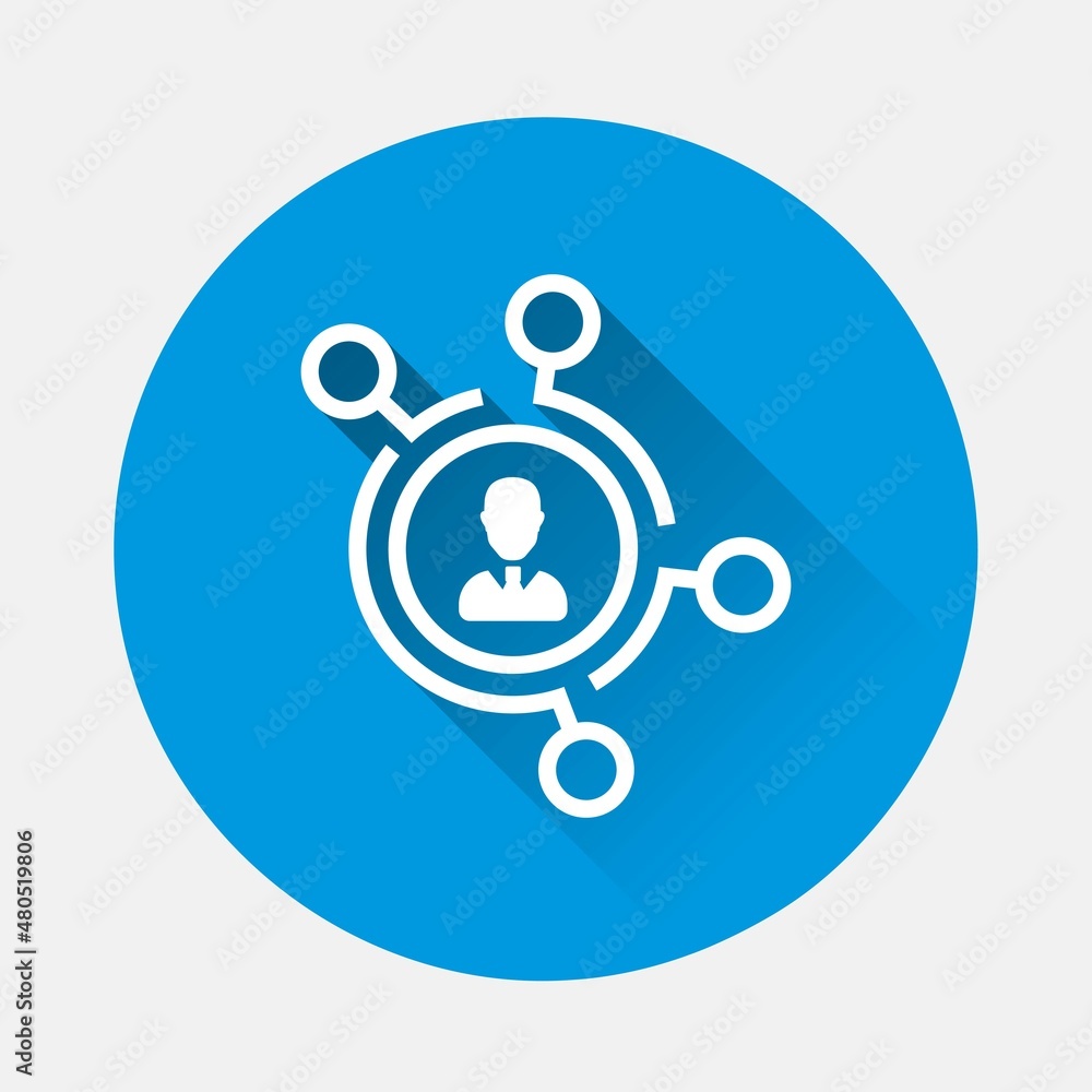 Poster referral link vector icon on blue background. flat image with long shadow. layers grouped for easy e