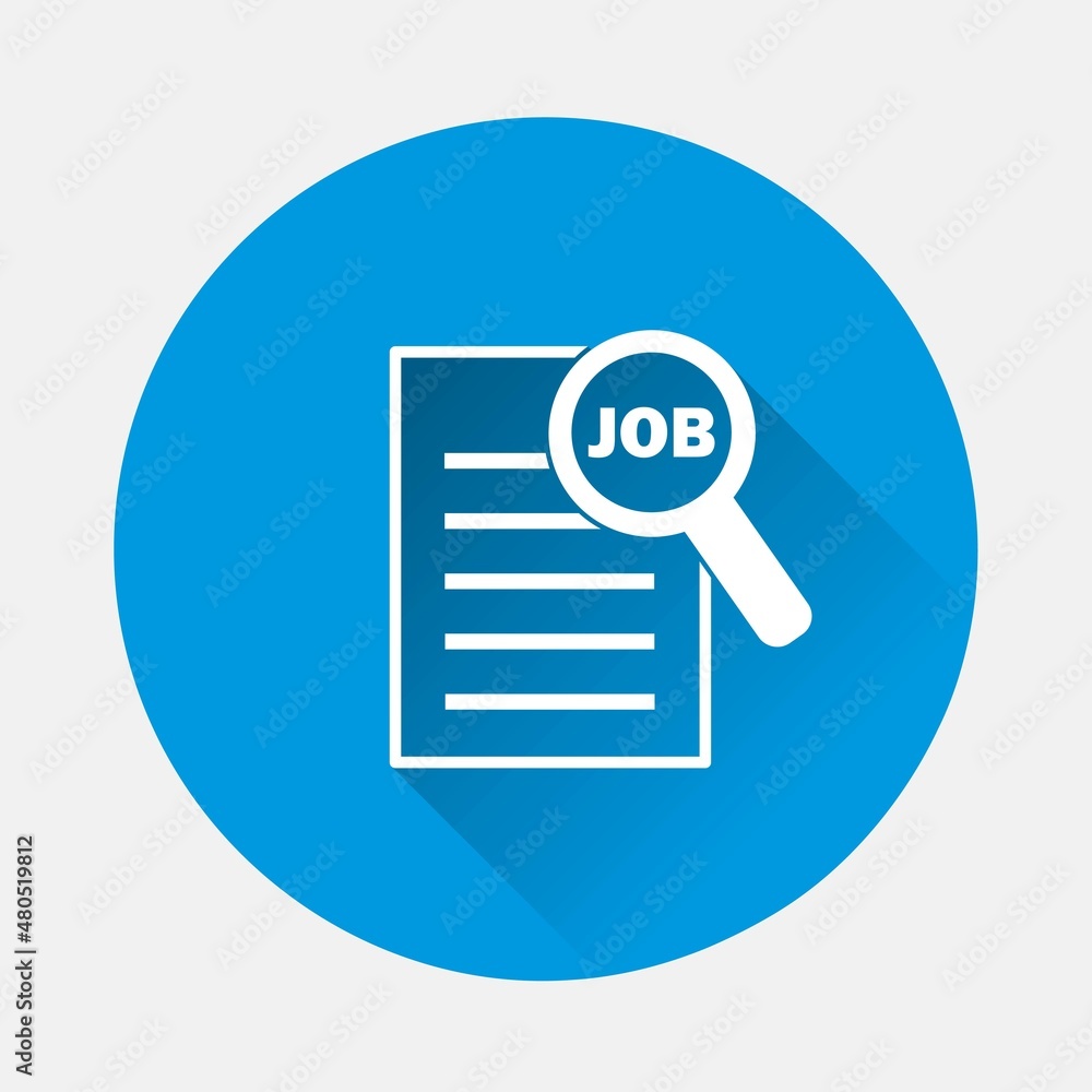 Aufkleber vector icon word risk in a magnifier. danger of business risks icon on blue background. flat image w