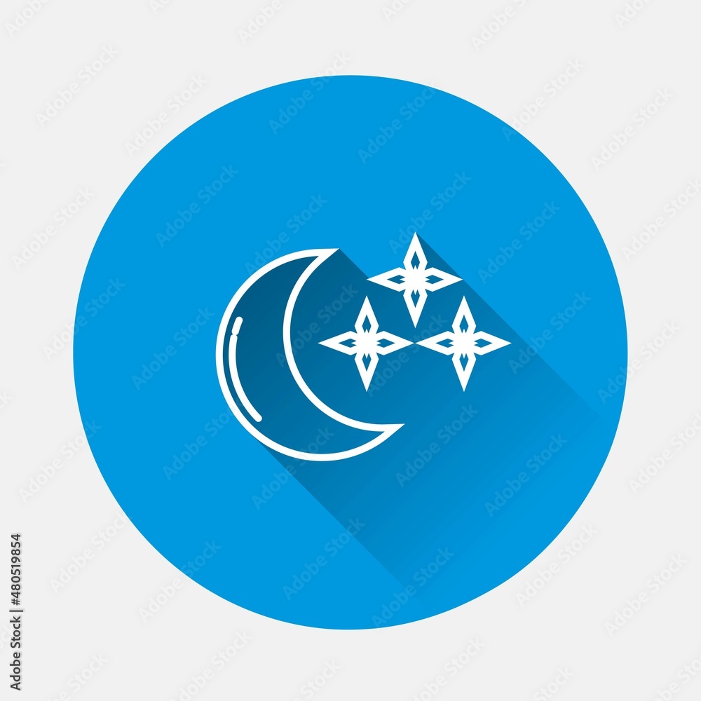Aufkleber moon and stars vector icon on blue background. flat image with long shadow. layers grouped for easy 