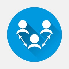 Referral link vector icon on blue background. Flat image with long shadow.Layers grouped for easy editing illustration. For your design.