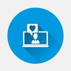 Vector icon friendship and love on blue background. Flat image with long shadow. Layers grouped for easy editing illustration. For your design.