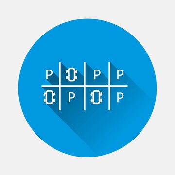Parking icon on blue background. Flat image with long shadow. Layers grouped for easy editing illustration. For your design.