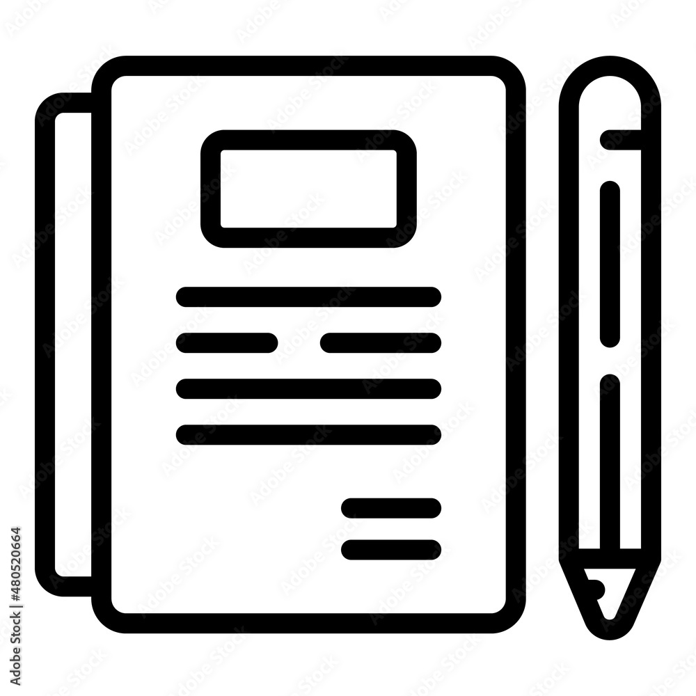 Poster study notebook icon outline vector. child homework