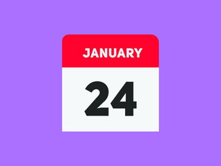 January 24 text calendar reminder. 24th January daily calendar icon template
