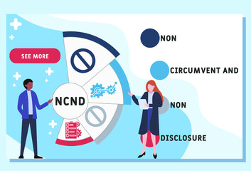 NCND - Non-Circumvent and Non-Disclosure acronym. business concept background.  vector illustration concept with keywords and icons. lettering illustration with icons for web banner, flyer, landing pa