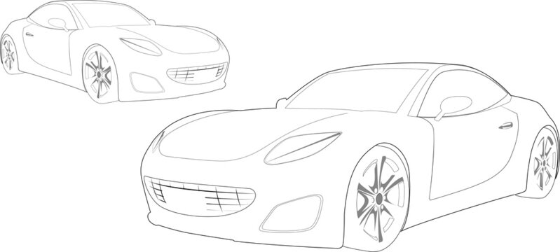 Sport cars sketch over white background, vector illustration. Modern sportcars collection, pencil like drawing