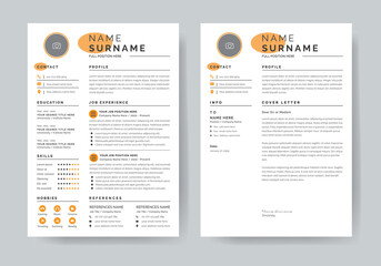 Fototapeta premium Modern Resume & Cover Letter Layout Kit Infographic CV Template