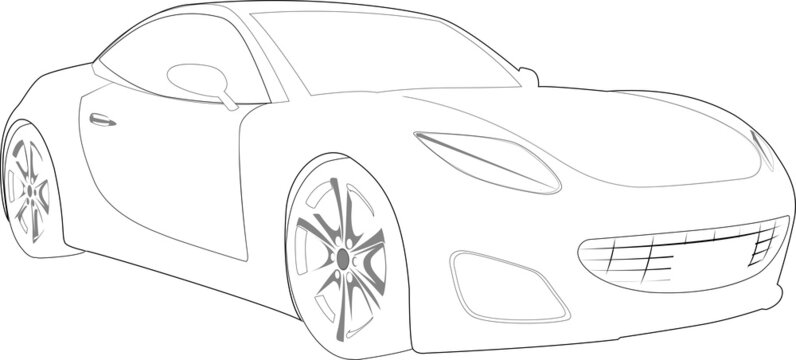 Sport car sketch over white background, vector illustration. Modern sportcars collection, pencil like drawing