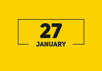 January 27 text calendar reminder. 27th January daily calendar icon template
