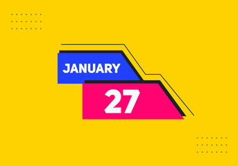 January 27 text calendar reminder. 27th January daily calendar icon template
