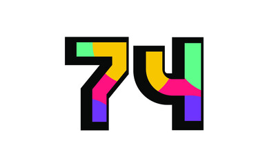 74 New Number Modern Fresh Color Youth