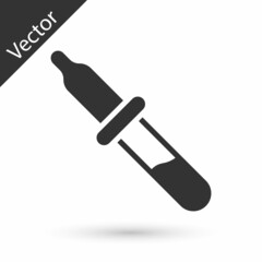 Grey Pipette icon isolated on white background. Element of medical, chemistry lab equipment. Medicine symbol. Vector