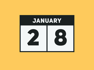 January 28 text calendar reminder. 28th January daily calendar icon template