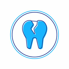 Filled outline Broken tooth icon isolated on white background. Dental problem icon. Dental care symbol. Vector