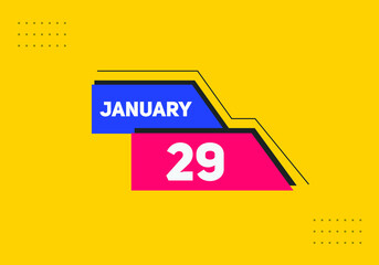 January 29 text calendar reminder. 29th January daily calendar icon template