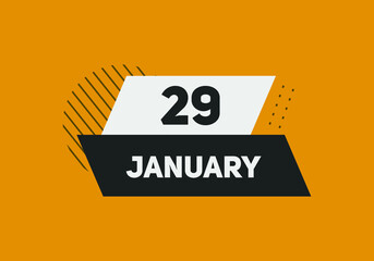 January 29 text calendar reminder. 29th January daily calendar icon template