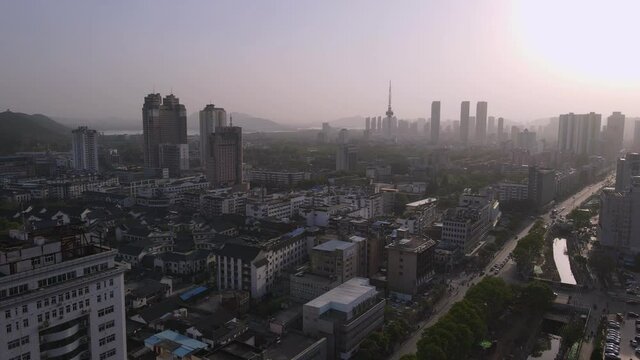 aerial photography xuzhou city architecture landscape skyline