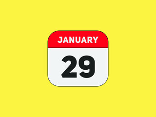 January 29 text calendar reminder. 29th January daily calendar icon template